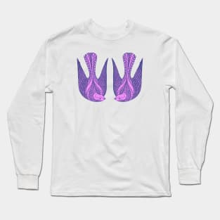 Cute pink love bird couple in the air Long Sleeve T-Shirt